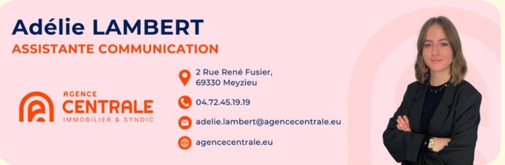 Bannière mail — signature email Adélie Lambert / Assistante communication